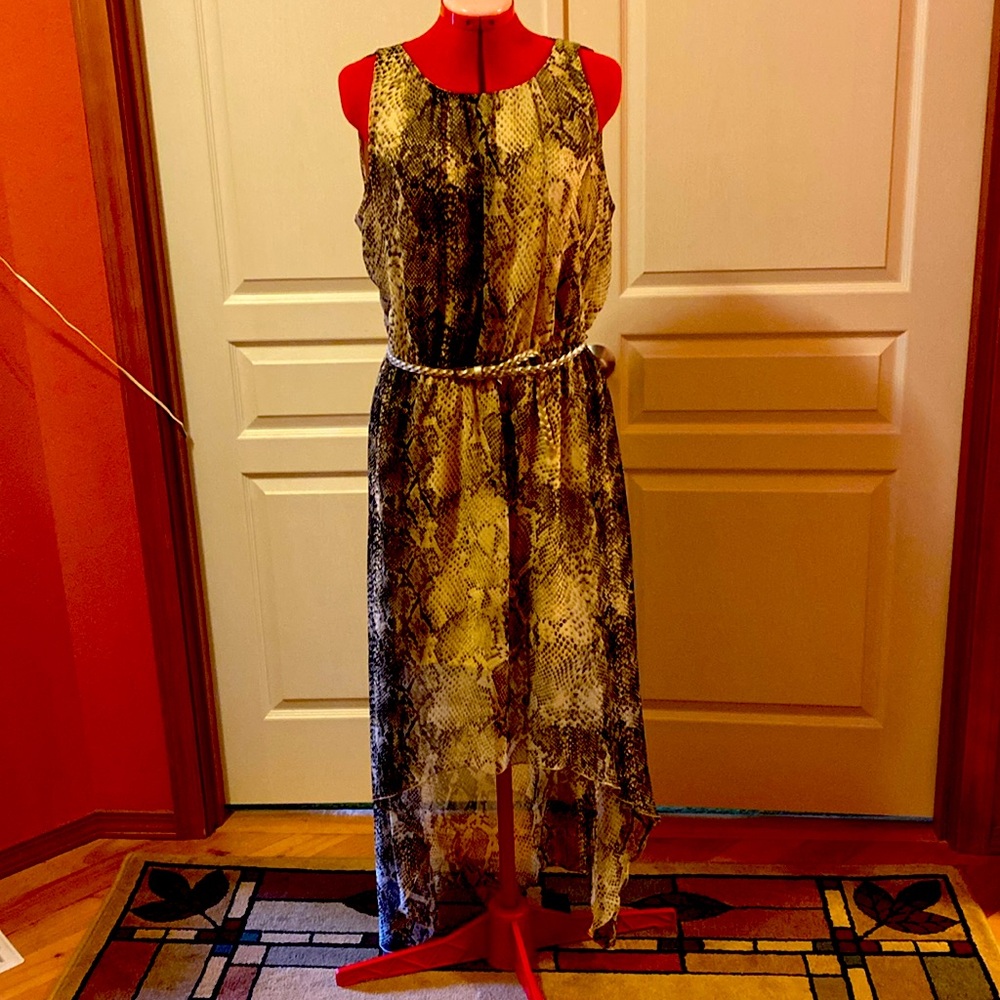 Asymmetrical Summertime Snake print dress.